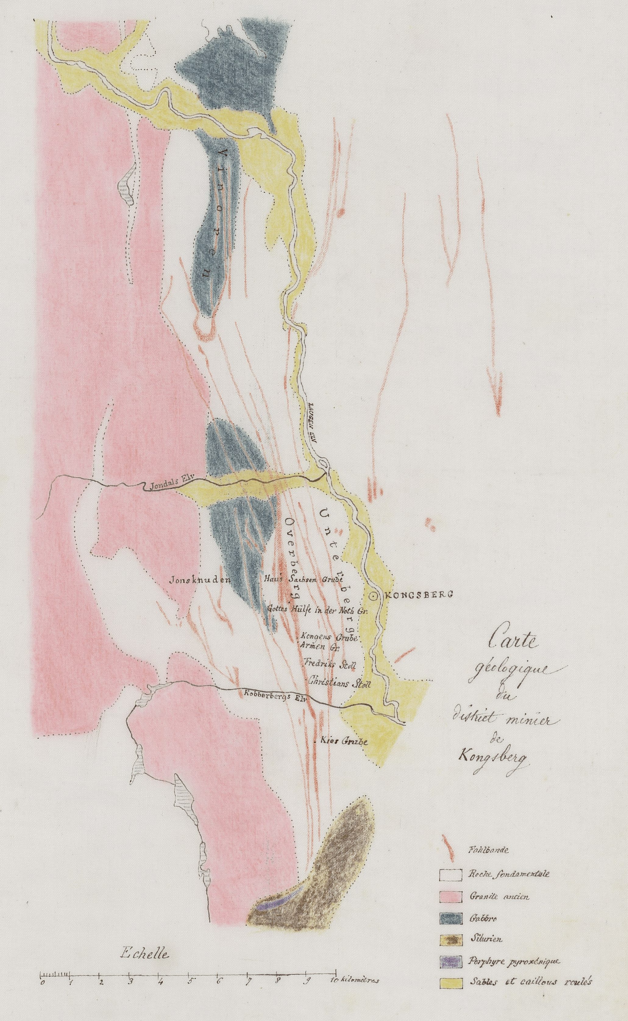 Carte géologique de Kongsberg, Lucien Fèvre, 1886, M 1886 (1061)